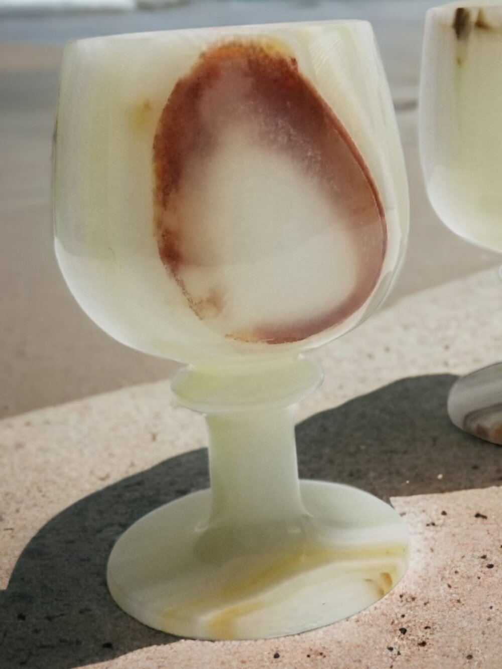 Vintage Italian Alabaster Marble Stone Wine Goblet Cup 2 - Picture 5 of 16